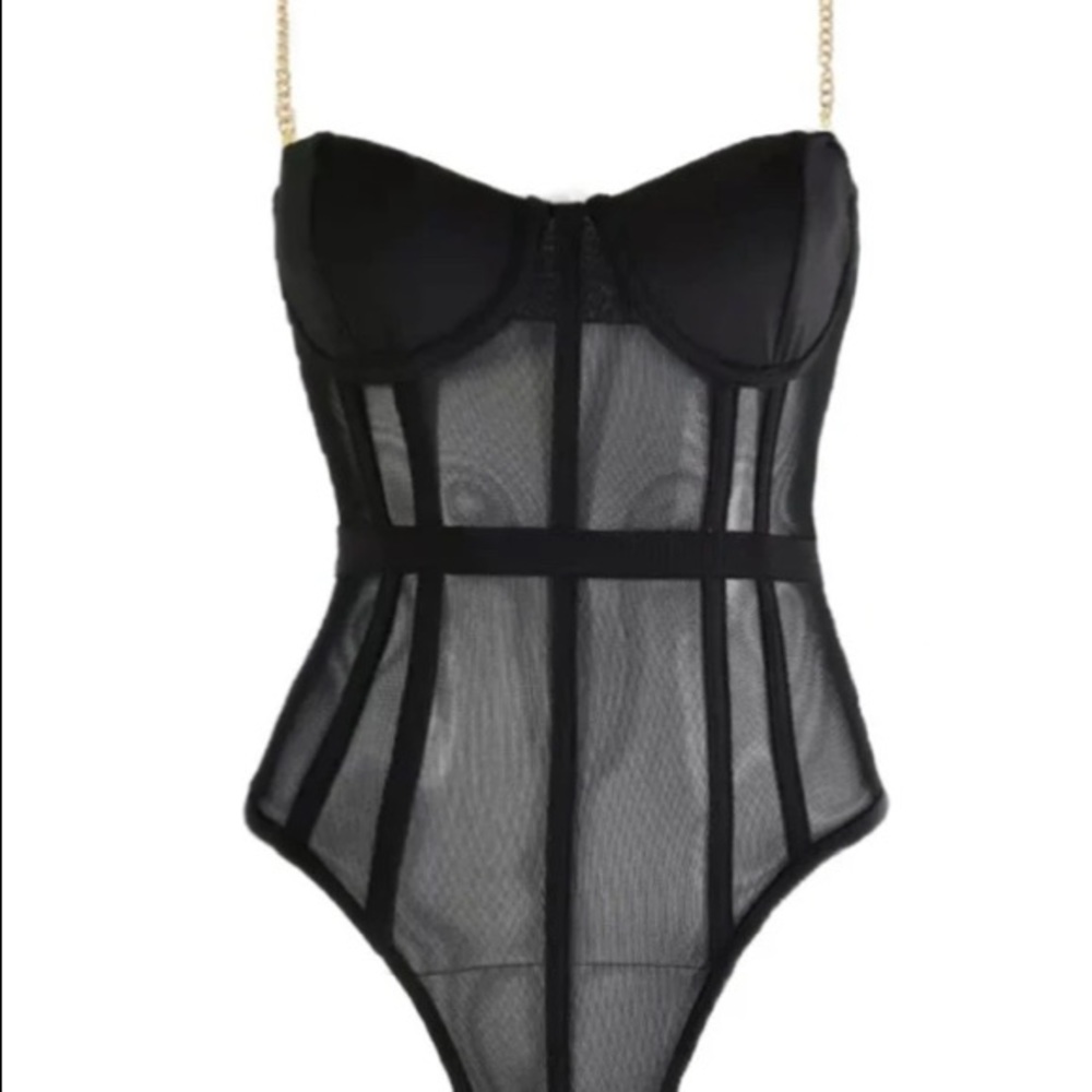 Sheer bodysuit with Gold straps